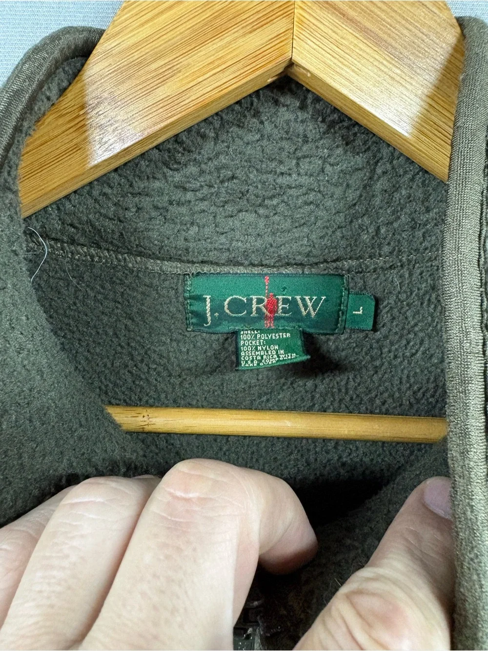 Vintage 90s J Crew Sherpa Fleece Vest Sz Large Green Olive Men